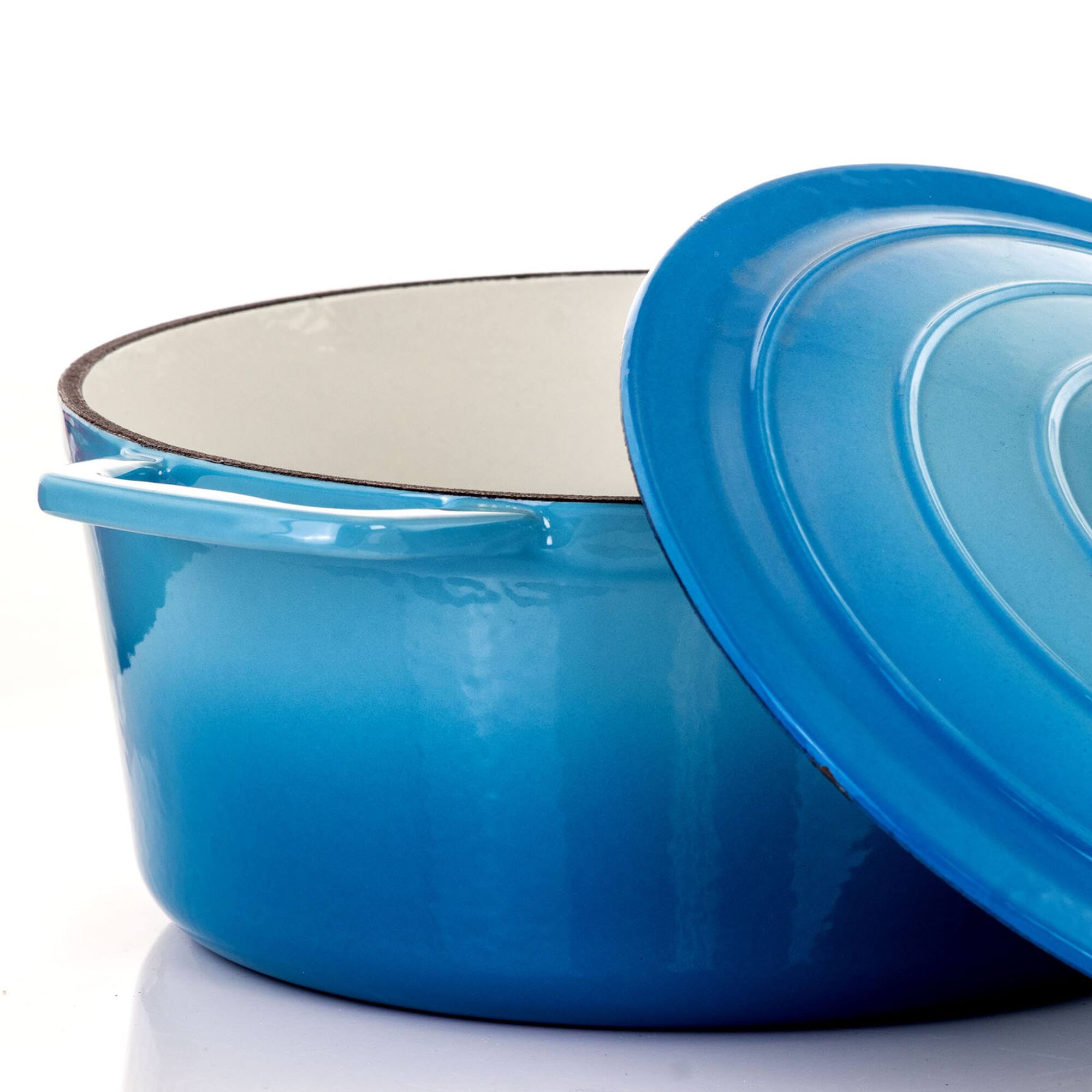 MegaChef Blue Enameled Cast Iron Casserole